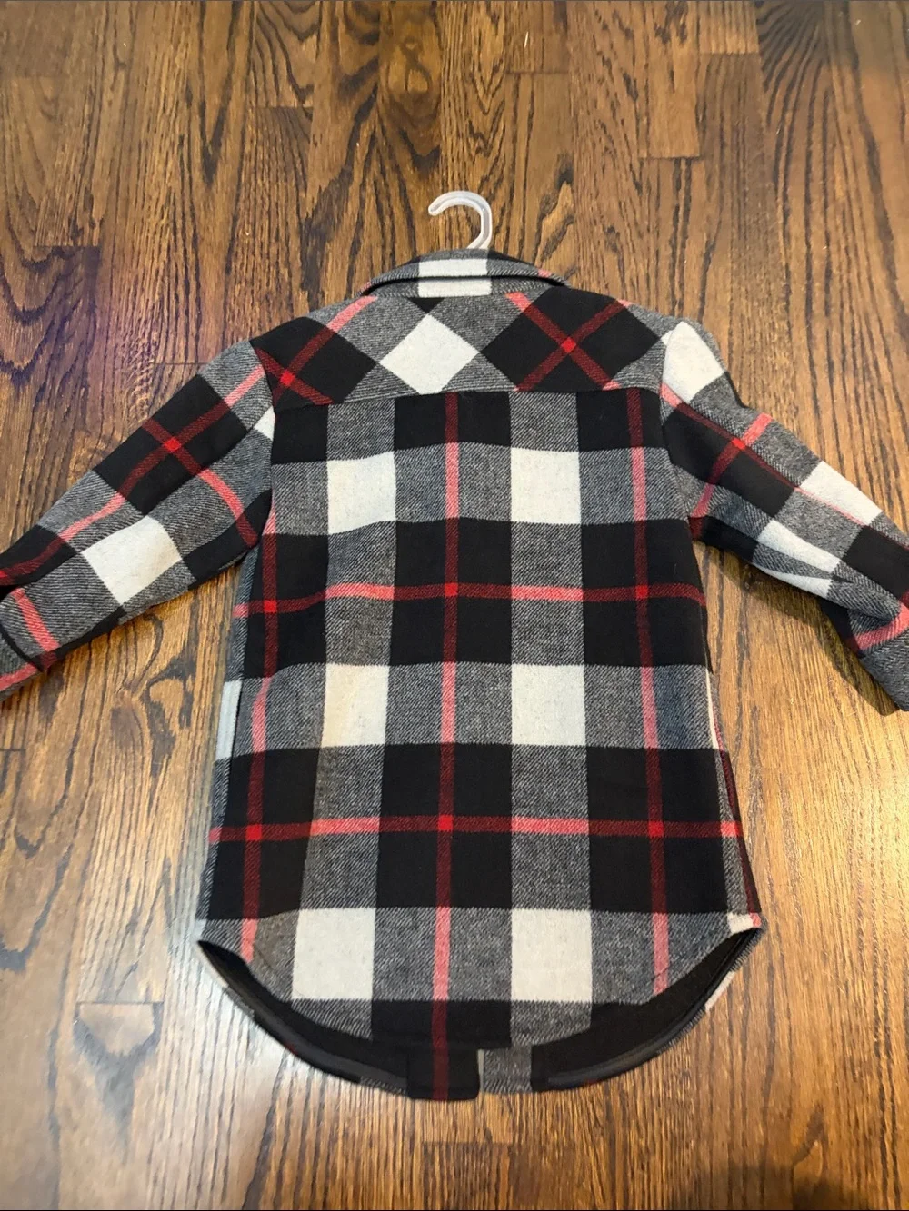 GAP Kids Black White and Red Plaid Button-Front Shirt Jacket